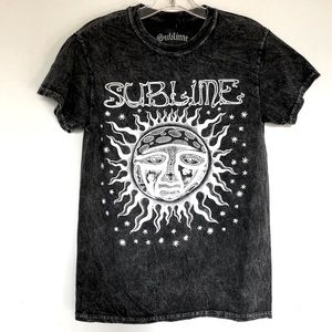 Sublime Classic Sun Black Acid Wash Tee Shirt